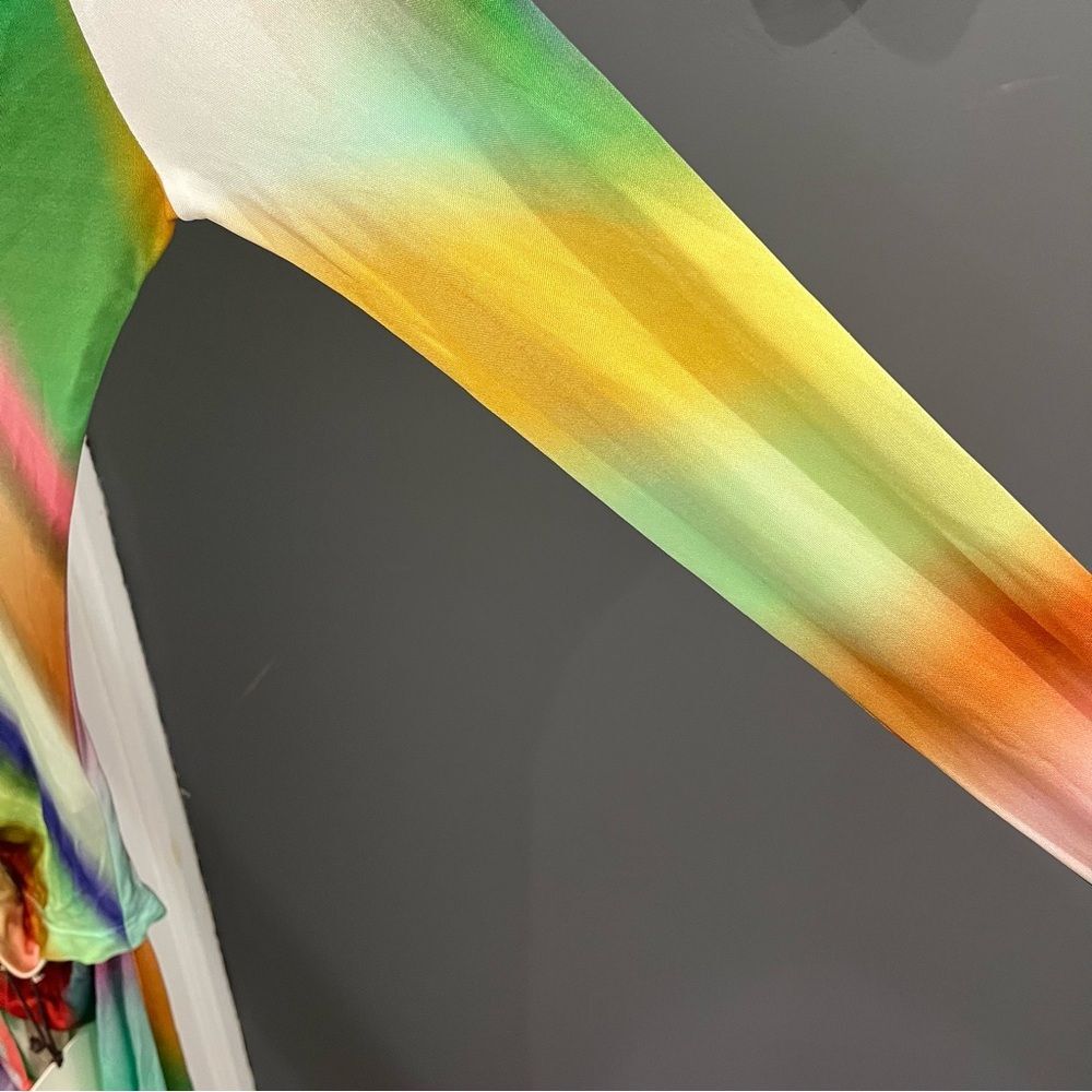 NWT Siedres Maxi Dress Arni Rainbow Tie Dye Abstract Long Sleeve Cutout size S - Picture 6 of 11